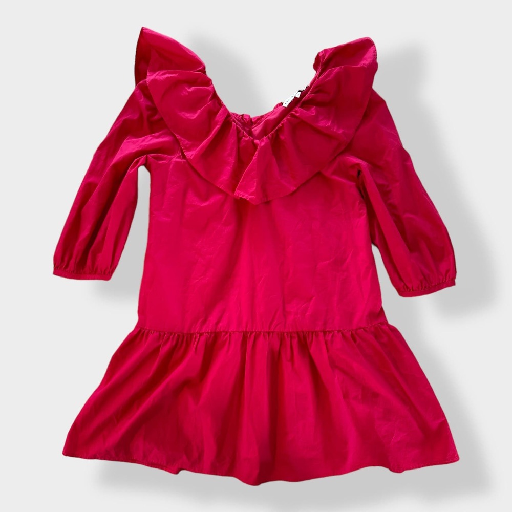 English Factory Long Sleeve V Ruffled Mini in Berry Size S